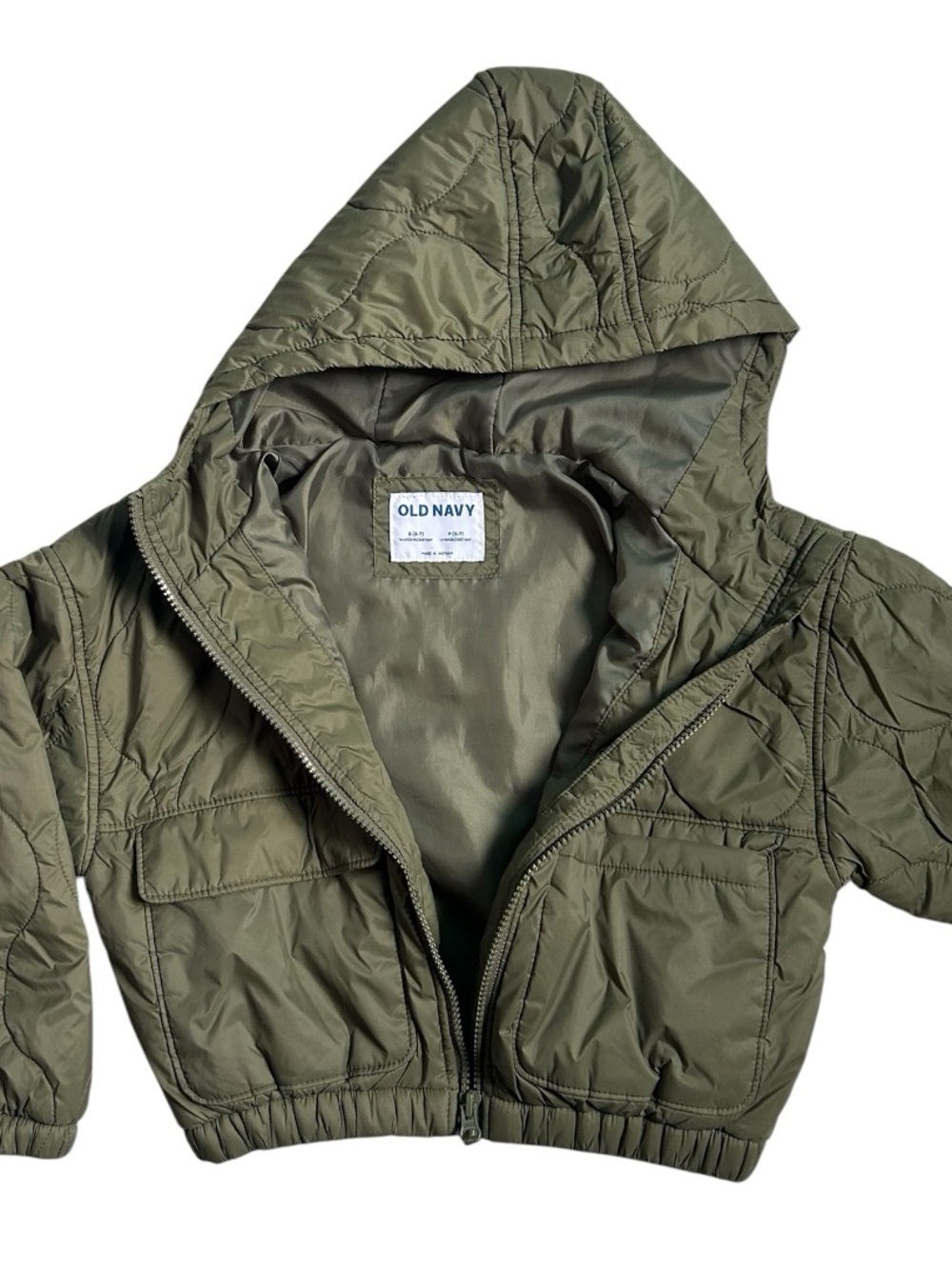 Old Navy Kids' Olive Green Hooded Puffer Jacket